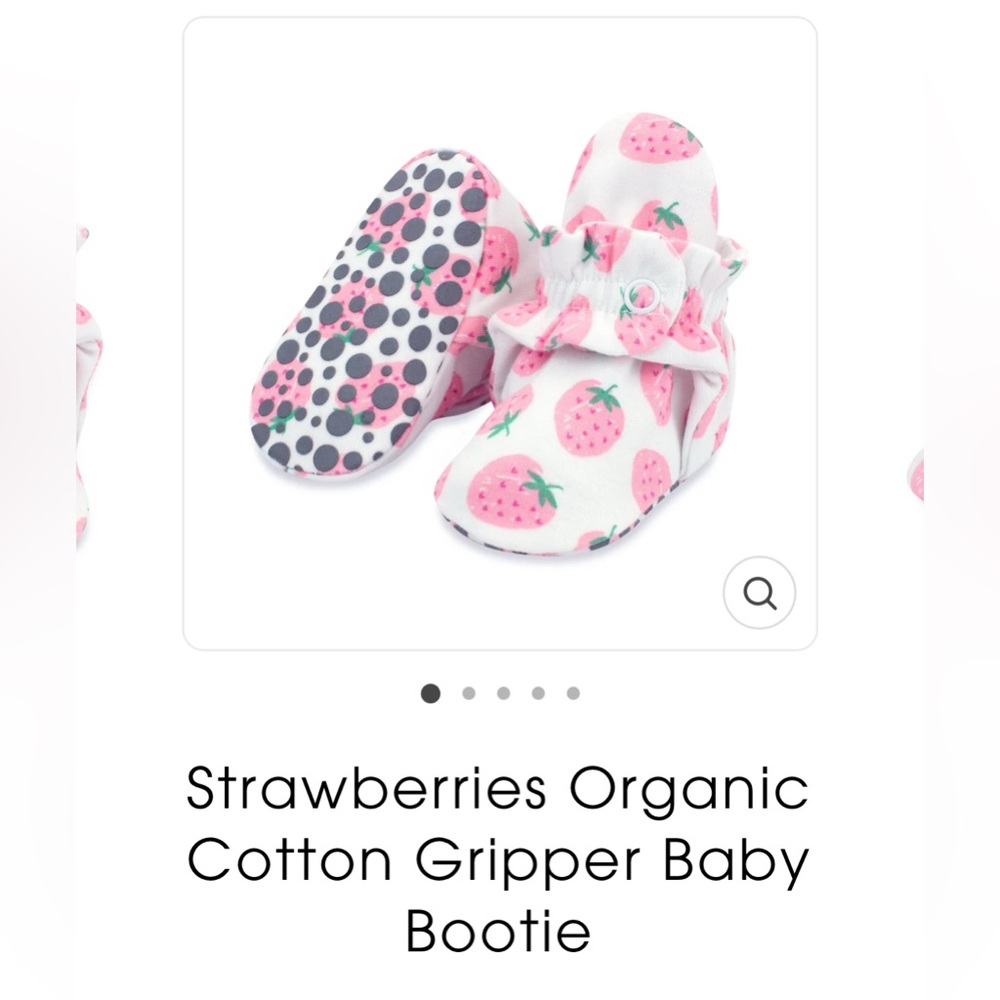 Zutano Strawberries Organic Cotton Gripper Baby Bootie - 12M
